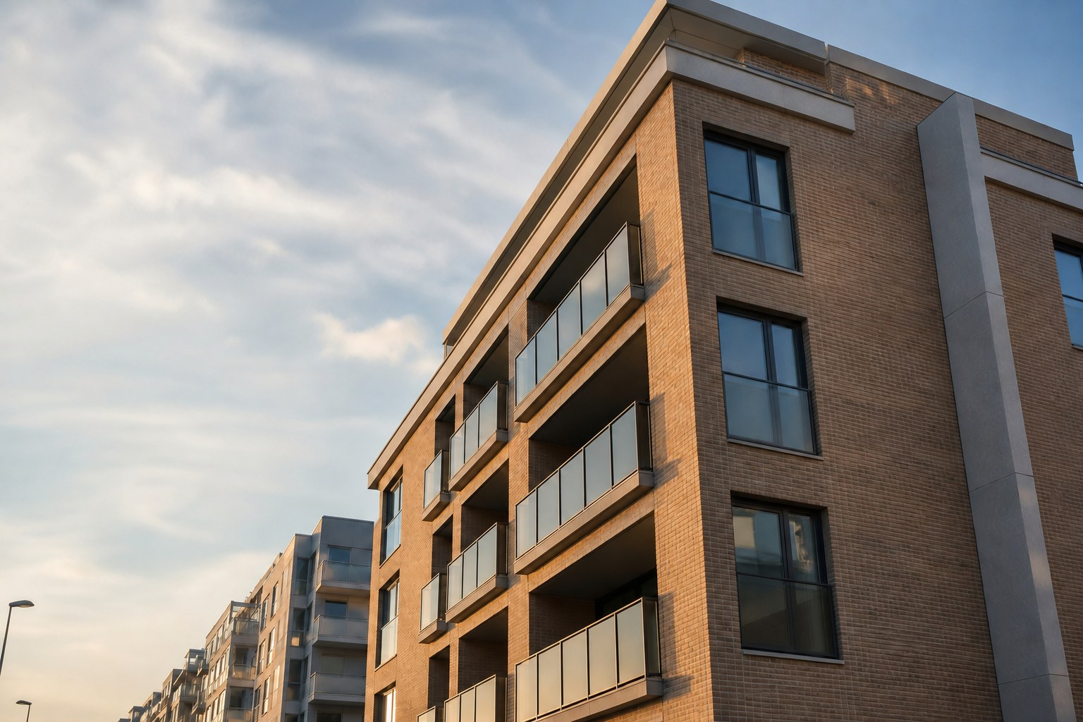 Moderne appartementsgevel met balkons
