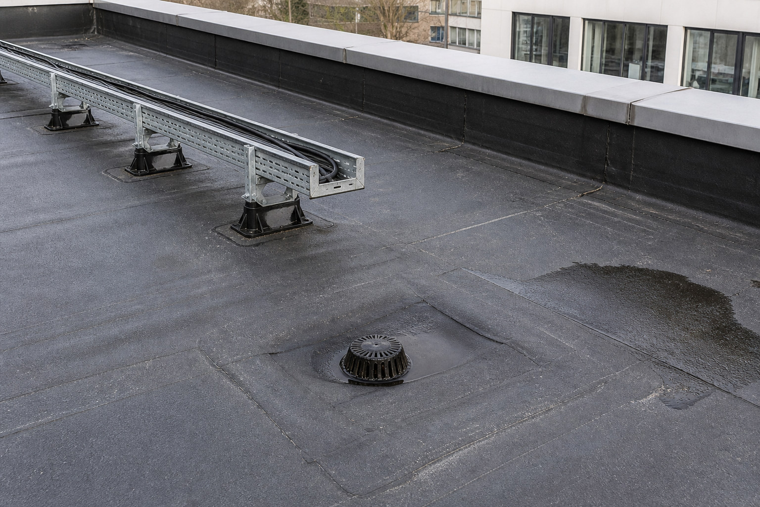 Technisch detail van een plat dak